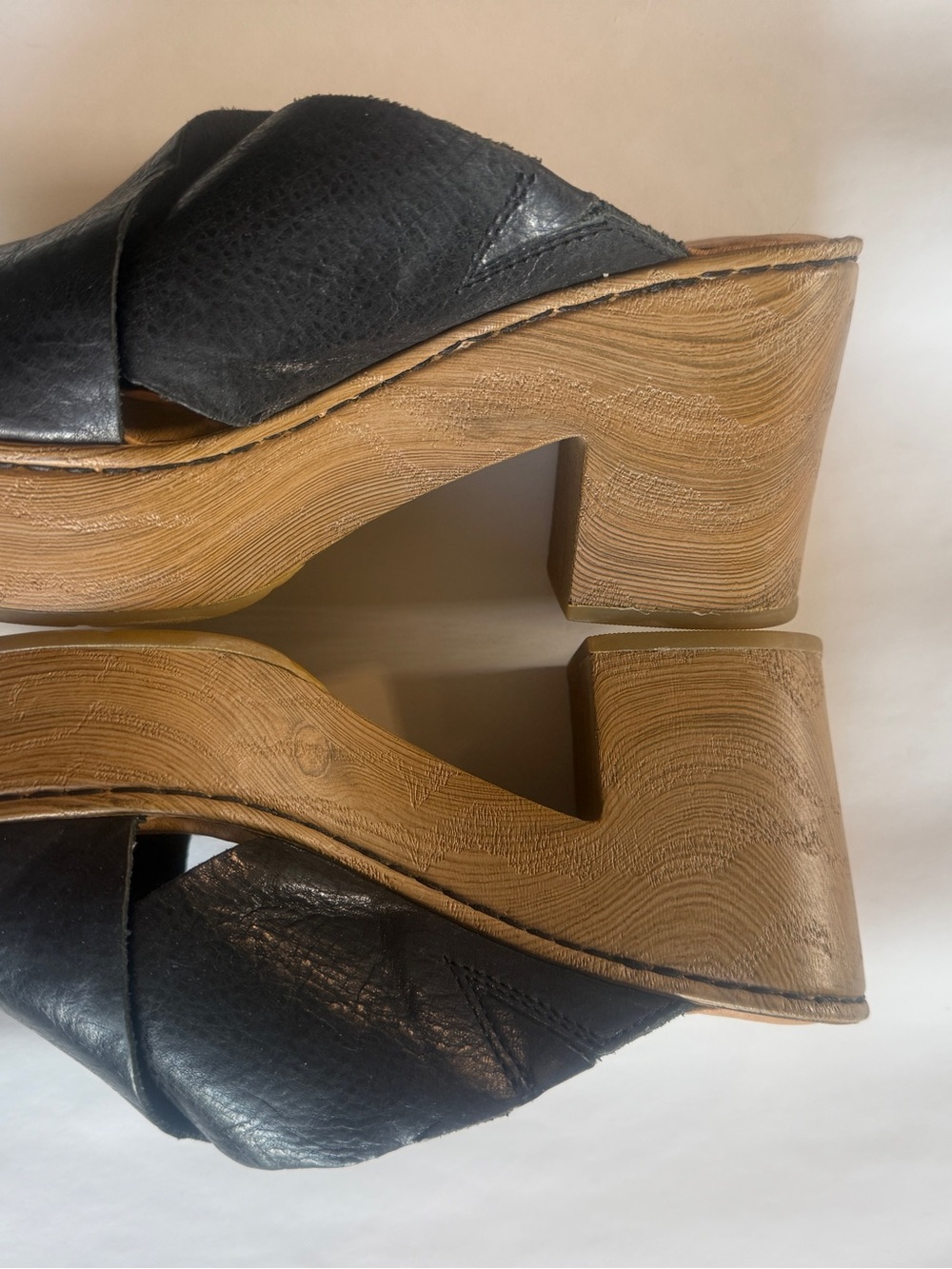 Born Black Leather Platform Sandals